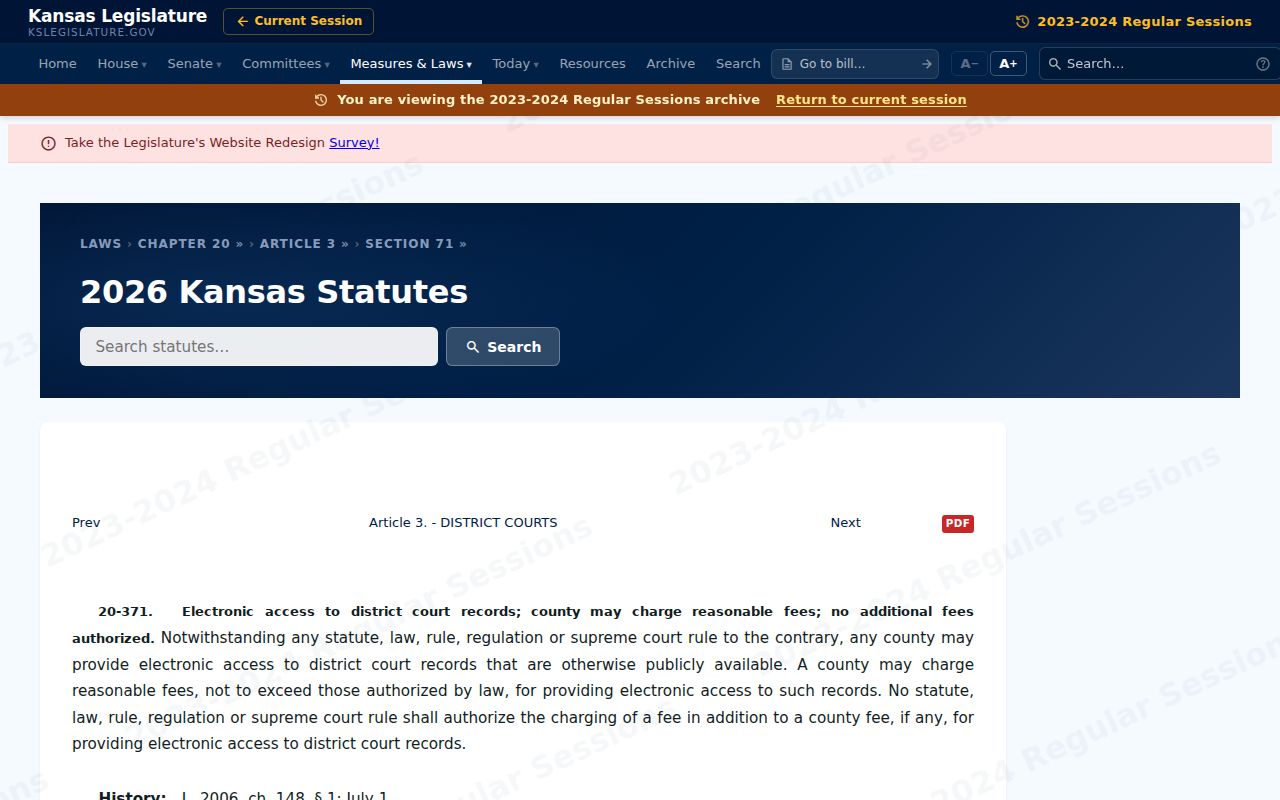 Kansas electronic record access law for Graham County civil dockets