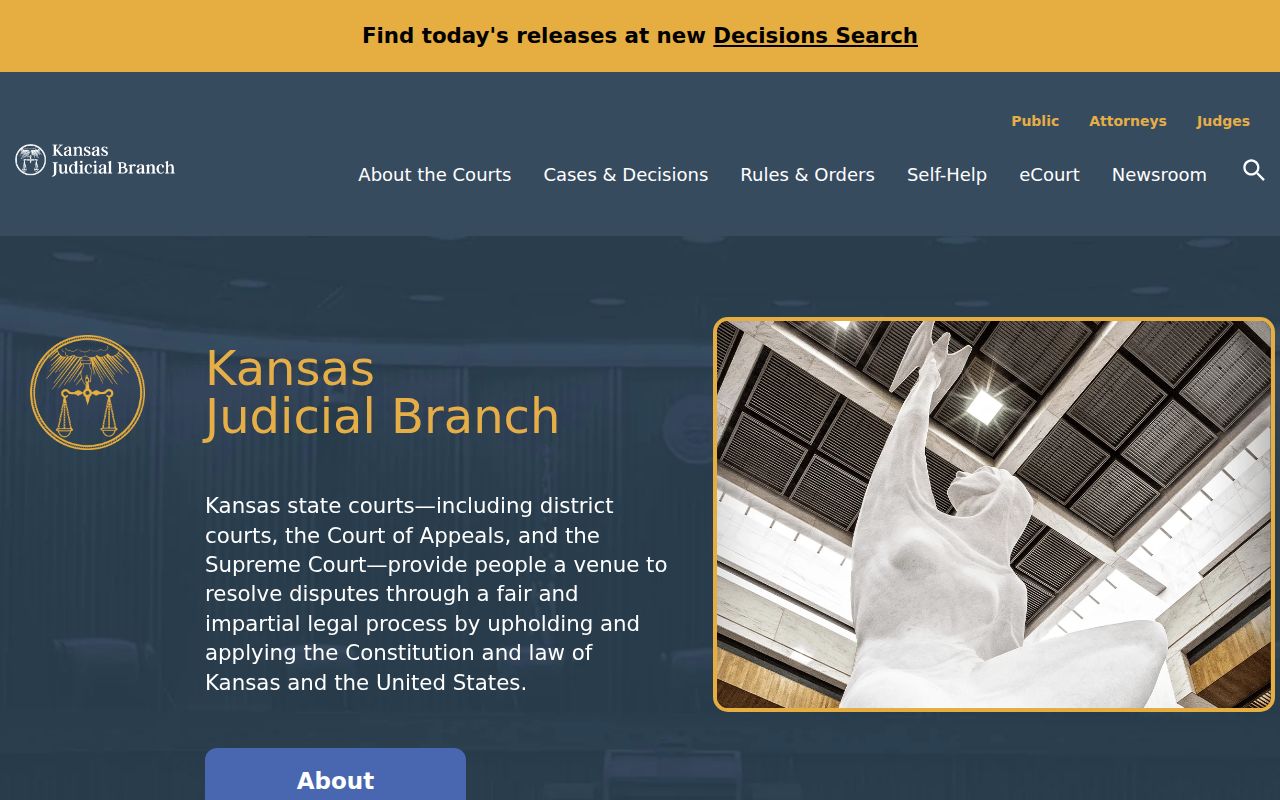 Kansas Judicial Branch page used to reach Graham County court docket resources