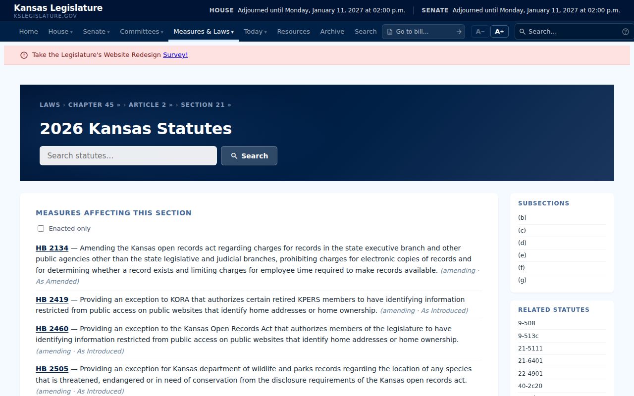 Kansas Open Records Act exemptions relevant to Morland court records